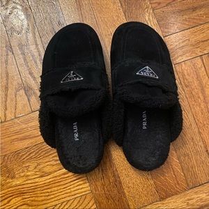 Prada fur slippers